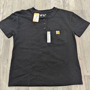 Carhartt Black Short-Sleeve Henley Pocket Tee Loose Fit